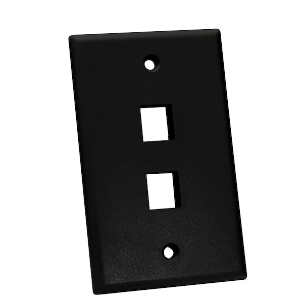 Quest Technology International Keystone Wall Plate, Single-Gang - 2 Port, Black NFP-1021 - main
